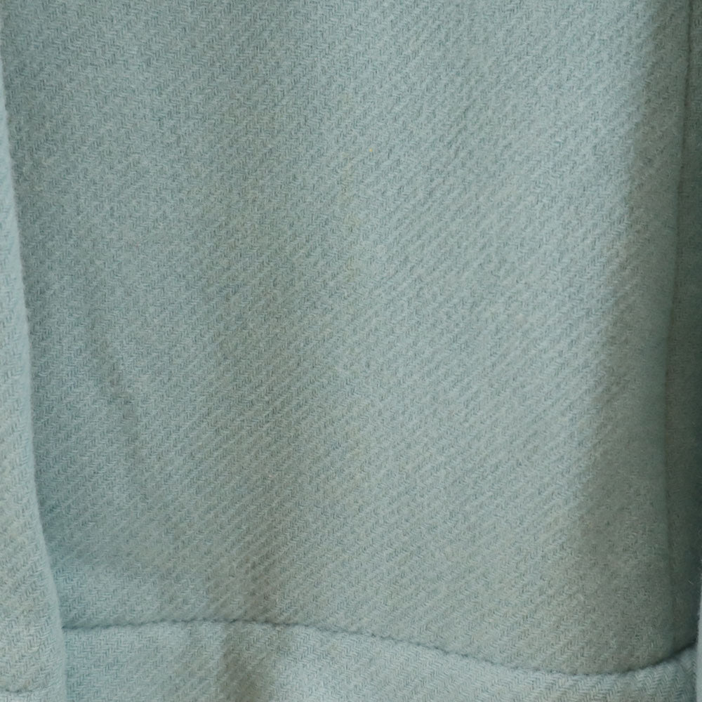 Chloe クロエ フランス製 ノーカラーコート 36 くすみライトブルー系 比翼 レディース