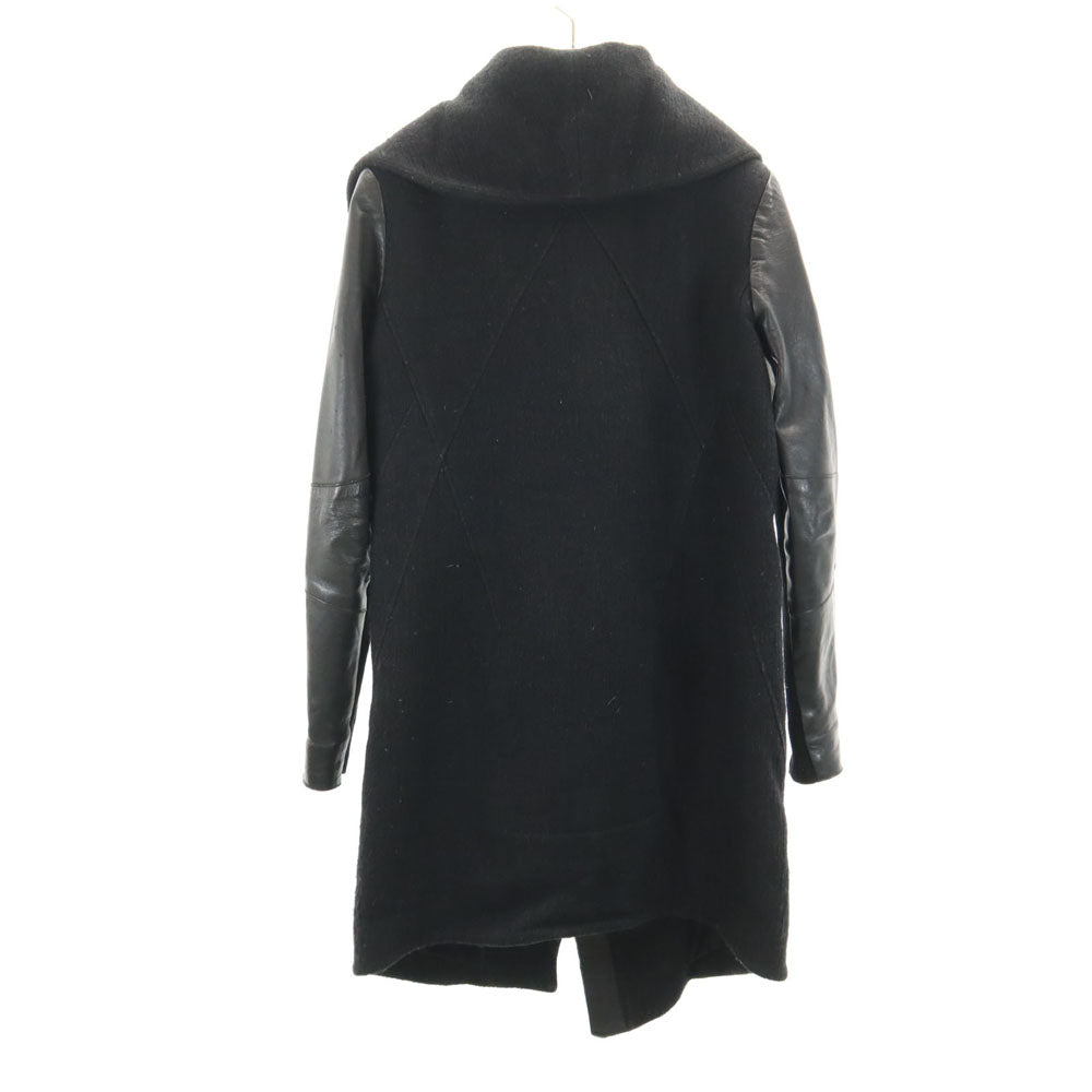 HELMUT LANG ヘルムートラング レザー切替 コート S ブラック 比翼 レディース