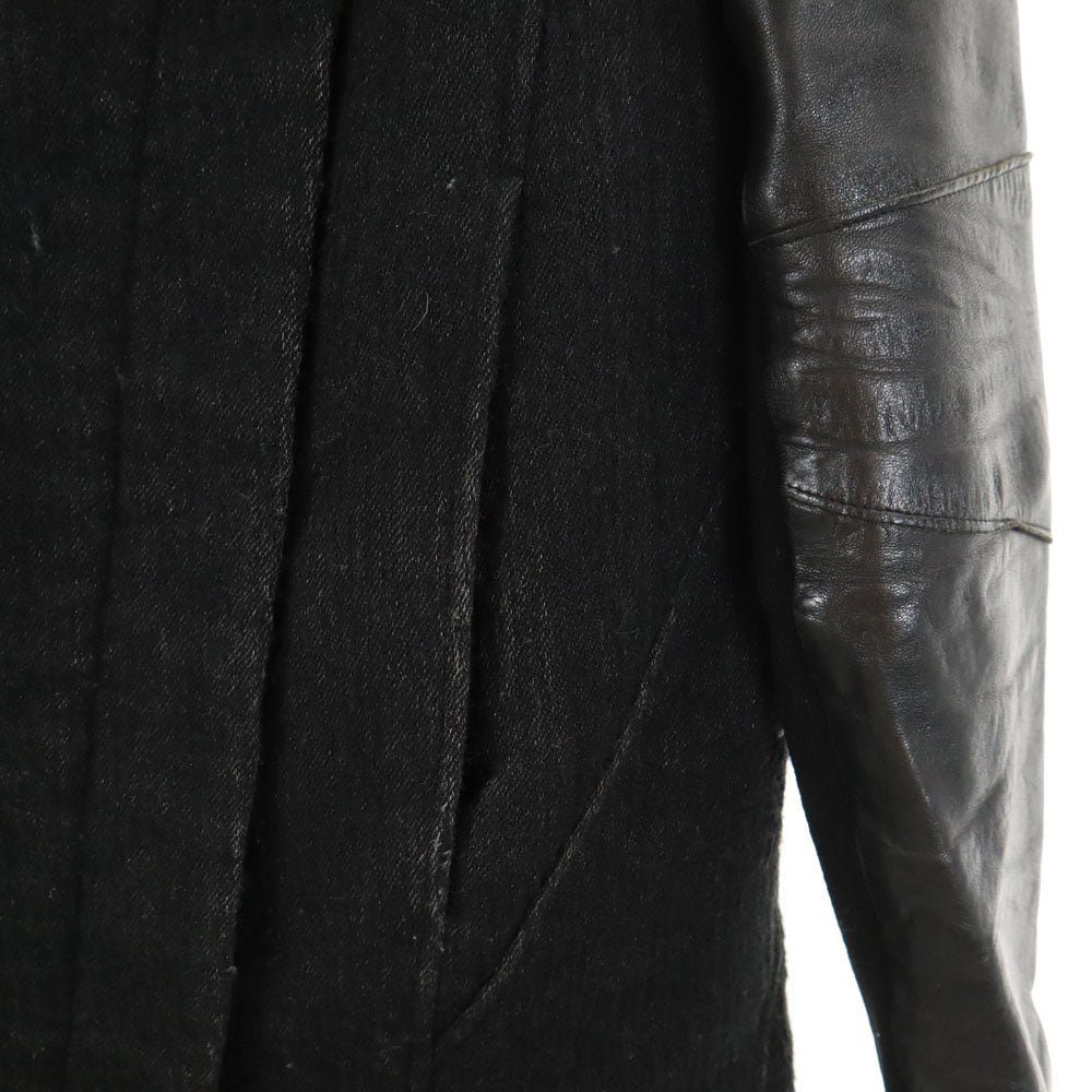 HELMUT LANG ヘルムートラング レザー切替 コート S ブラック 比翼 レディース