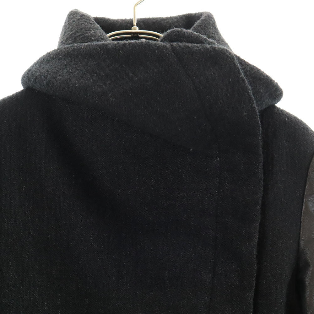 HELMUT LANG ヘルムートラング レザー切替 コート S ブラック 比翼 レディース