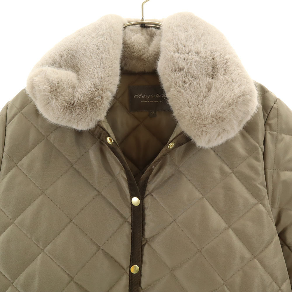 UNITED ARROWS ユナイテッドアローズ キルティング コート 36 カーキ A DAY IN THE LIFE レディース