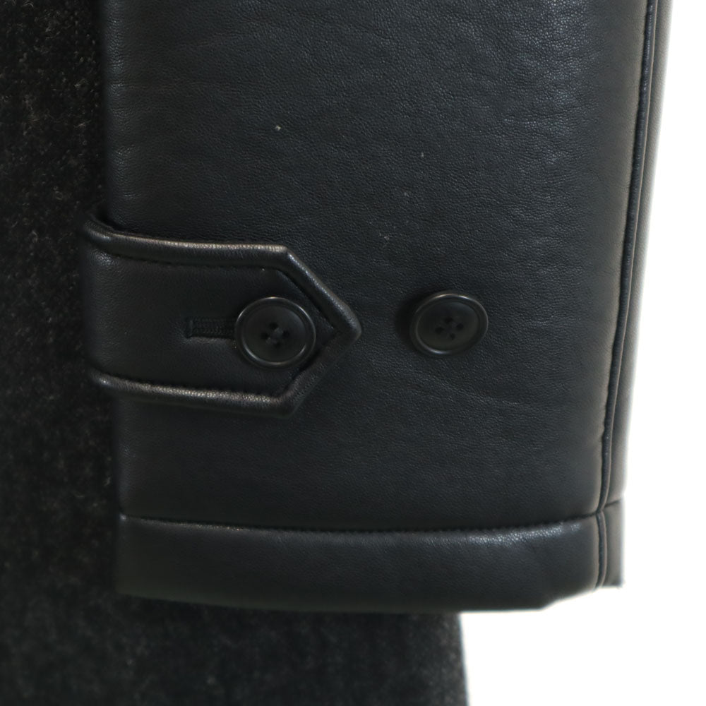 JUNYA WATANABE MAN ジュンヤワタナベマン 2016年 日本製 ウールブレンド レザー切り替え ウールコート XS グレー メンズ