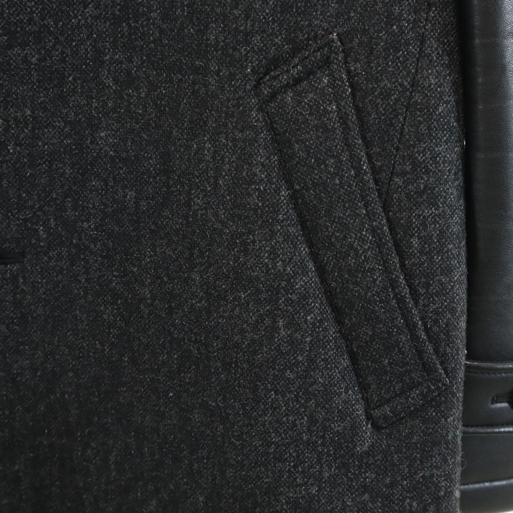 JUNYA WATANABE MAN ジュンヤワタナベマン 2016年 日本製 ウールブレンド レザー切り替え ウールコート XS グレー メンズ