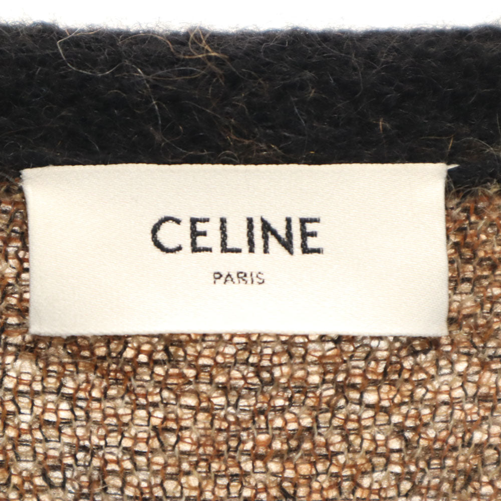 CELINE セリーヌ イタリア製 モヘアブレンド ヒョウ柄 長袖 カーディガン S ブラウン メンズ