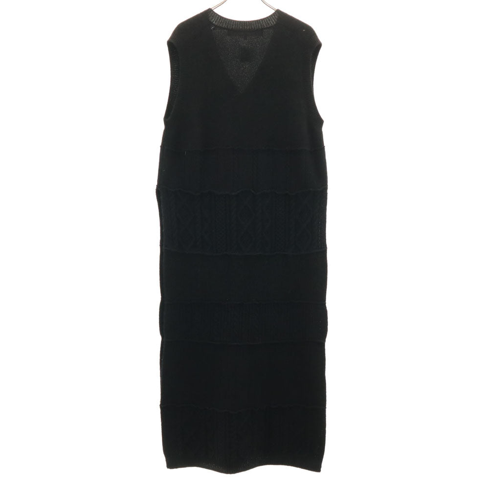 タオ 2022年 COMME des GARCONS BATONER 日本製 ウールブレンド ノースリーブ ノースリーブ ニット ワンピース S ブラック バトナー コラボ レディース