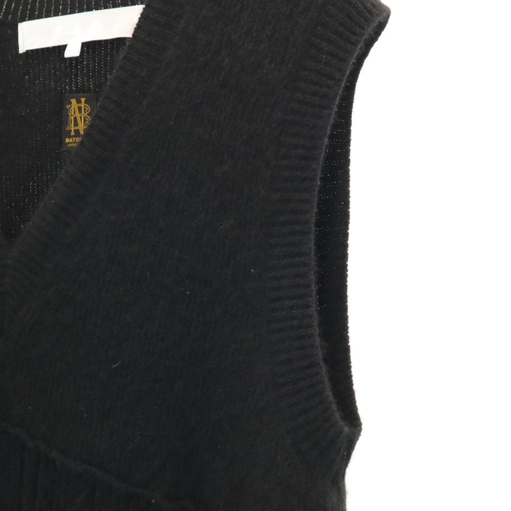 タオ 2022年 COMME des GARCONS BATONER 日本製 ウールブレンド ノースリーブ ノースリーブ ニット ワンピース S ブラック バトナー コラボ レディース