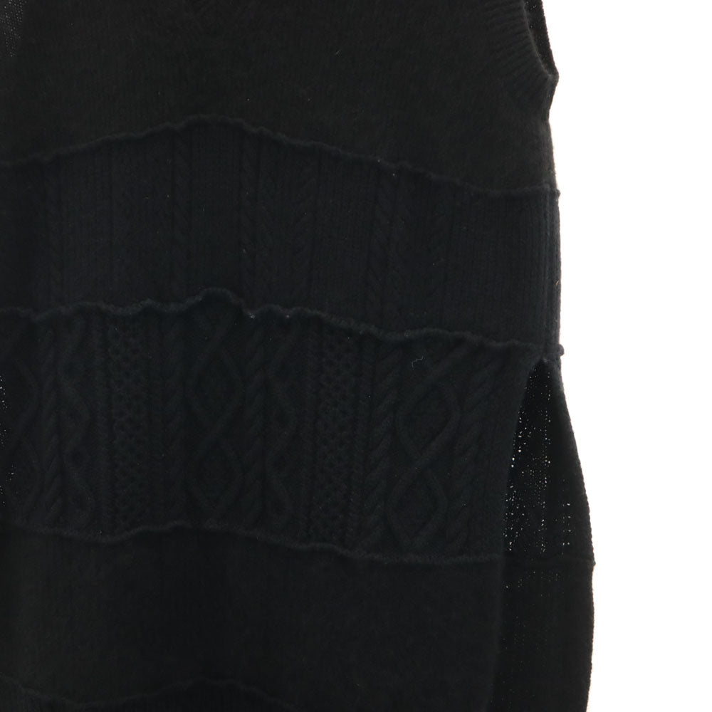 タオ 2022年 COMME des GARCONS BATONER 日本製 ウールブレンド ノースリーブ ノースリーブ ニット ワンピース S ブラック バトナー コラボ レディース