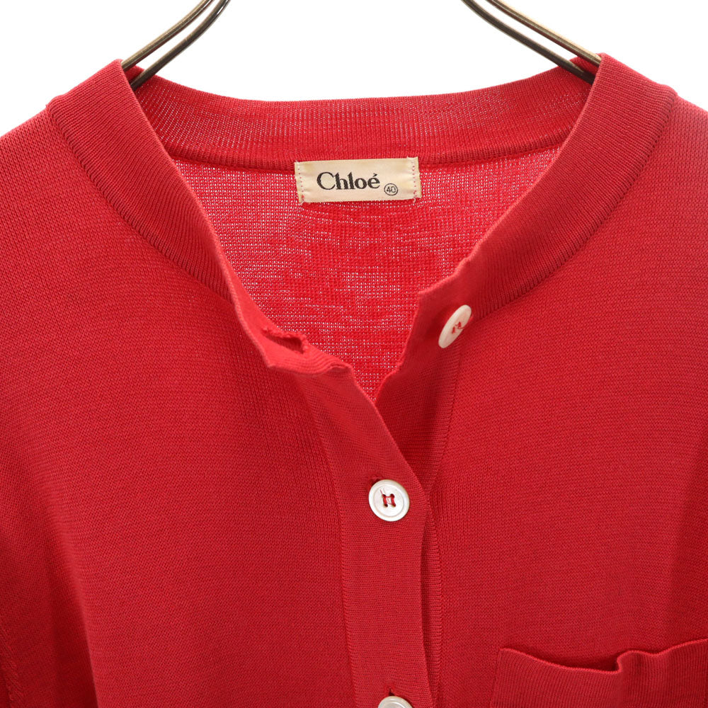 Chloe クロエ 長袖 ニット ワンピース 40 レッド レディース