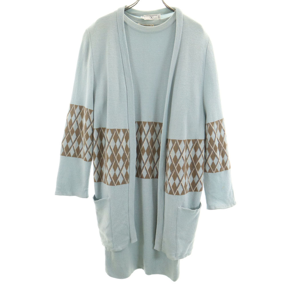 Valentino Garavani ヴァレンティノガラヴァーニ イタリア製 ウール100% ニット アンサンブル 40-6 ブルー系 レディース