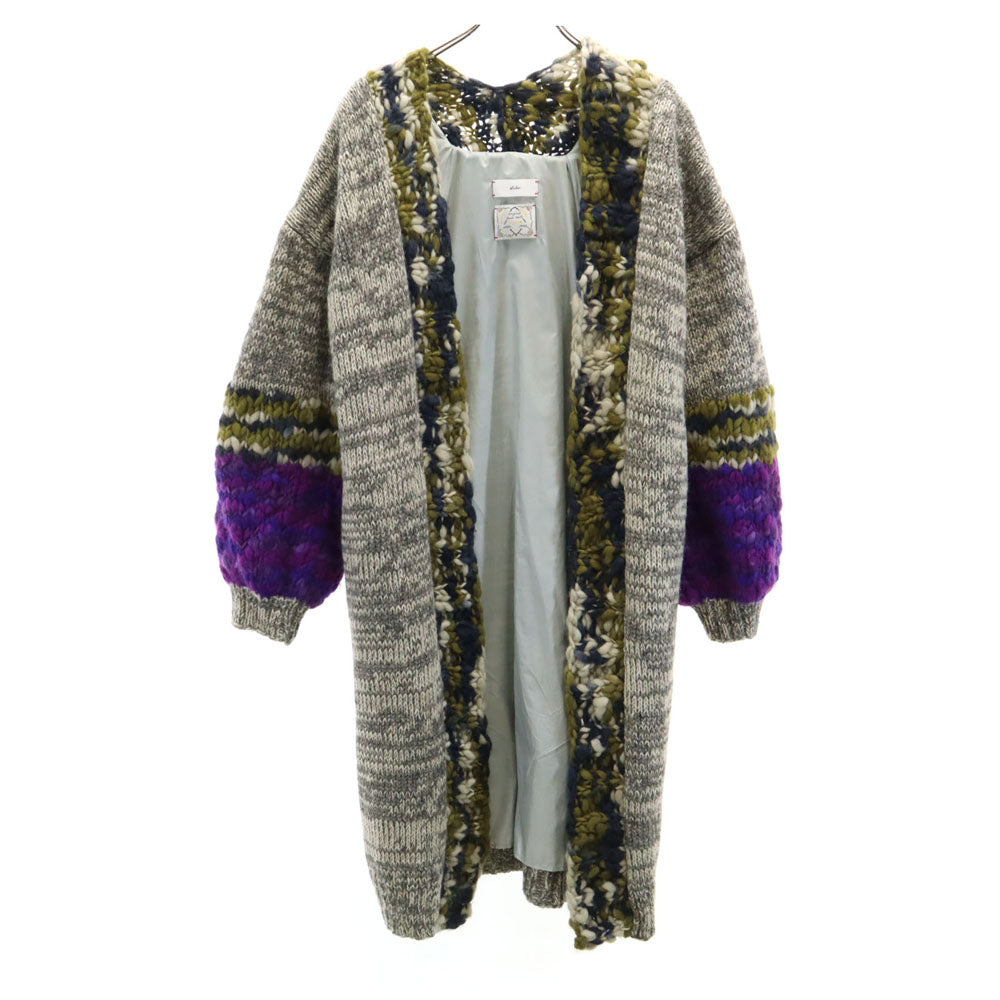スフィーデ ウール100% ハンド ロング ニットカーディガン 38 グレー系 レディース