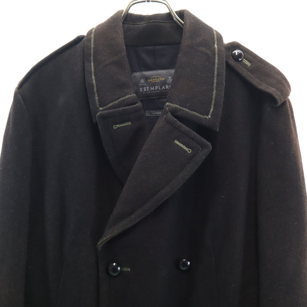 エセンプラーレ ウールブレンド オーバー ロングコート L ブラウン メンズ