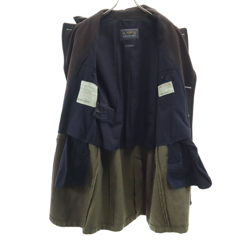 エセンプラーレ ウールブレンド オーバー ロングコート L ブラウン メンズ