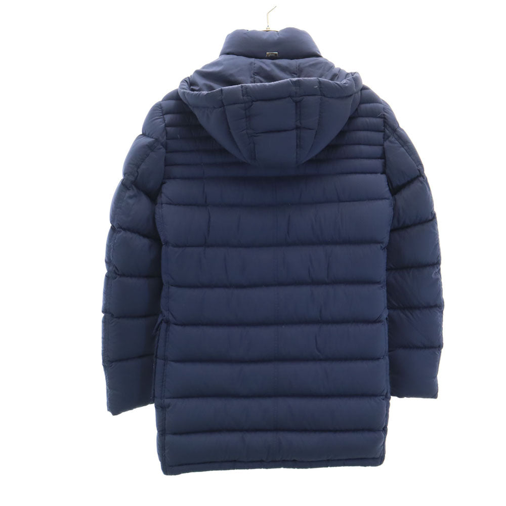 Herno ヘルノ ルーマニア製 グース ダウンコート 44 ブルー PRODUZ LAVJPI フーディー メンズ
