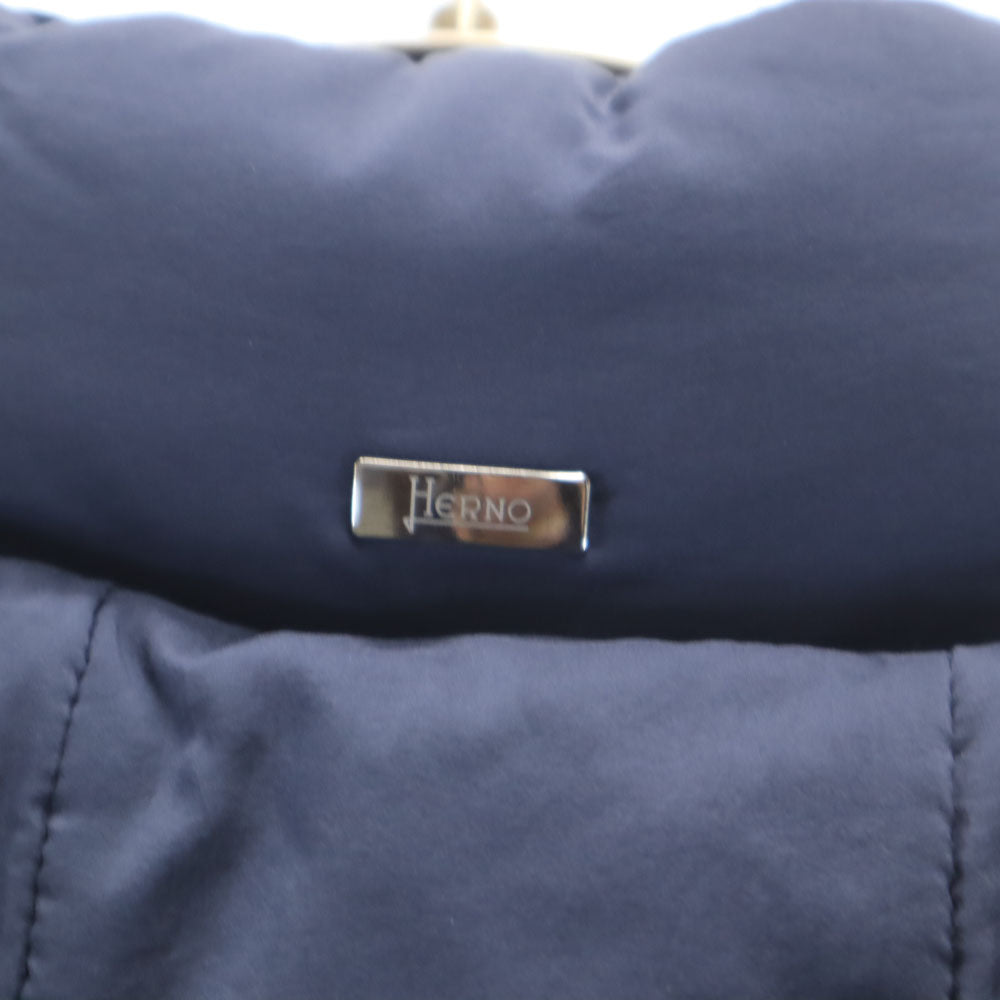 Herno ヘルノ ルーマニア製 グース ダウンコート 44 ブルー PRODUZ LAVJPI フーディー メンズ