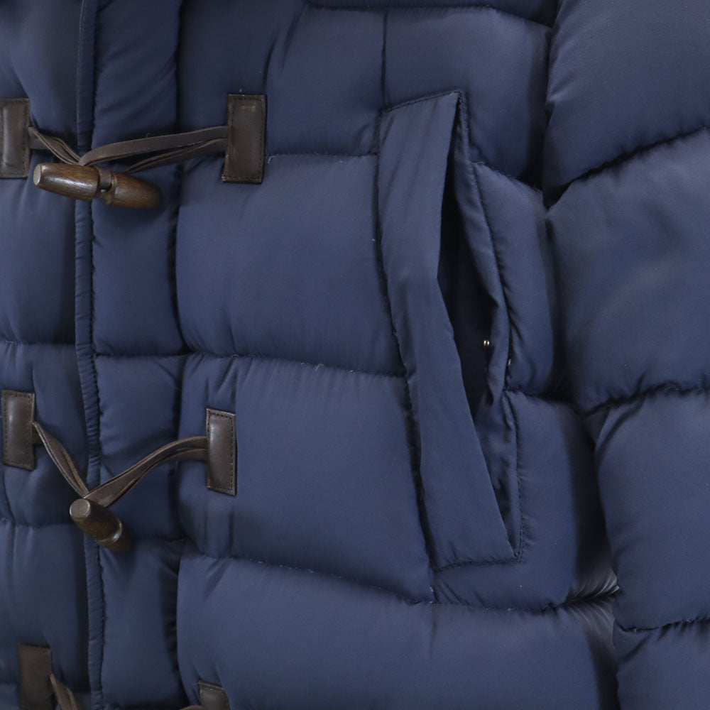 Herno ヘルノ ルーマニア製 グース ダウンコート 44 ブルー PRODUZ LAVJPI フーディー メンズ