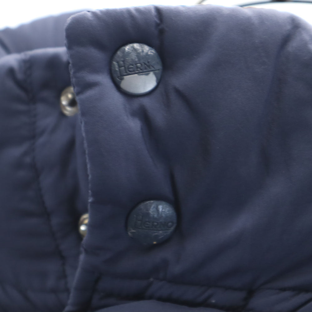 Herno ヘルノ ルーマニア製 グース ダウンコート 44 ブルー PRODUZ LAVJPI フーディー メンズ