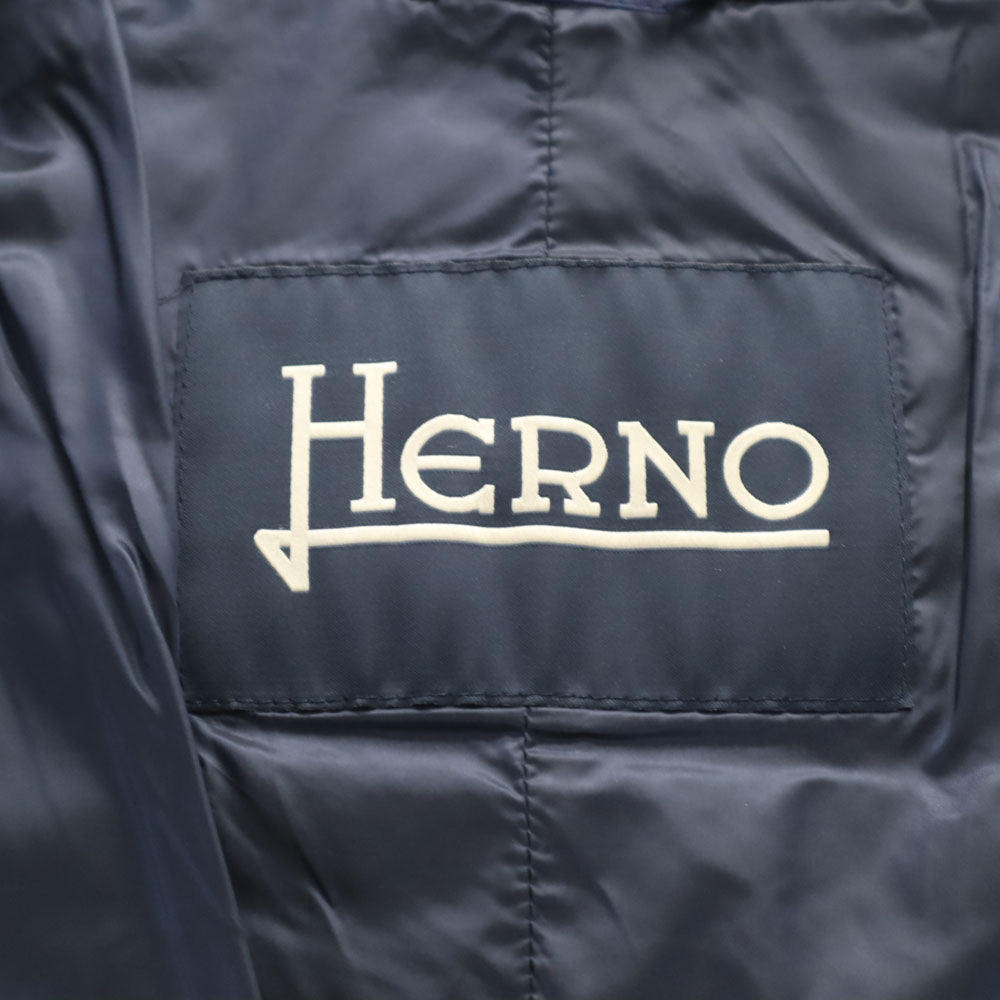 Herno ヘルノ ルーマニア製 グース ダウンコート 44 ブルー PRODUZ LAVJPI フーディー メンズ
