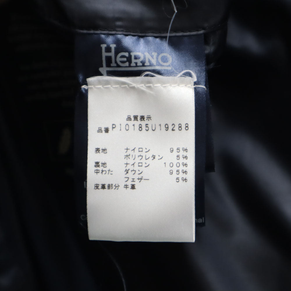 Herno ヘルノ ルーマニア製 グース ダウンコート 44 ブルー PRODUZ LAVJPI フーディー メンズ