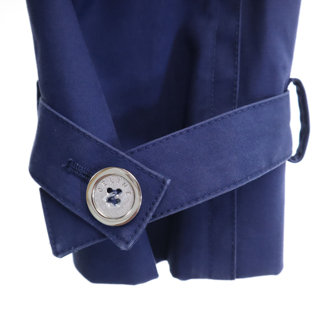 CELINE セリーヌ スロバキア製 トレンチコート 36 ブルー ベルト付き レディース