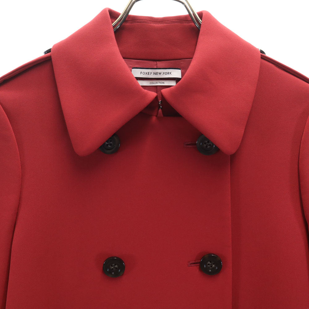 FOXEY NEW YORK フォクシーニューヨーク 2015年製 日本製 ステンカラーコート 38 レッド 34605-MACFY101SI レディース