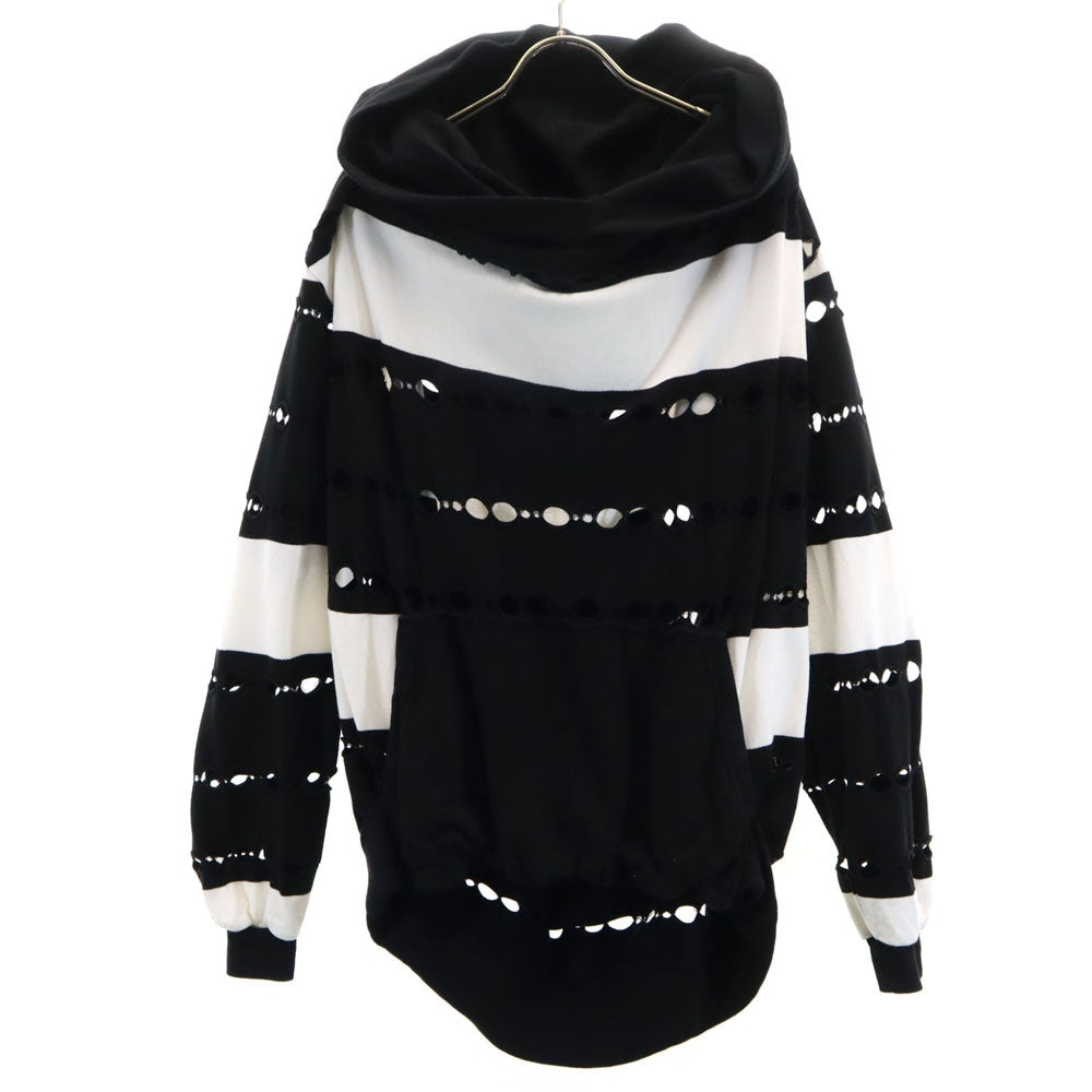 Ground Y グランドワイ 日本製 ボーダー柄 スウェット パーカー 3 ブラック ヨウジヤマモト メンズ