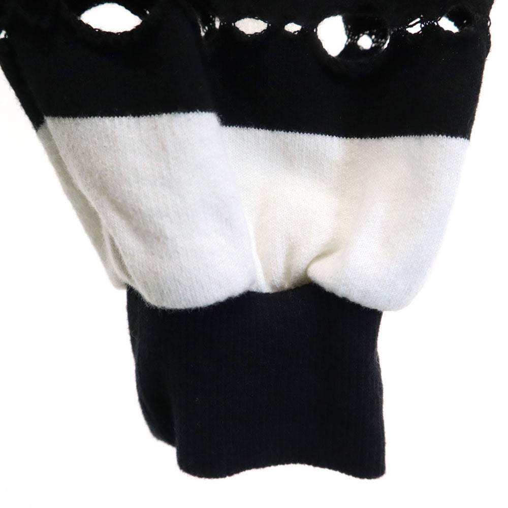 Ground Y グランドワイ 日本製 ボーダー柄 スウェット パーカー 3 ブラック ヨウジヤマモト メンズ