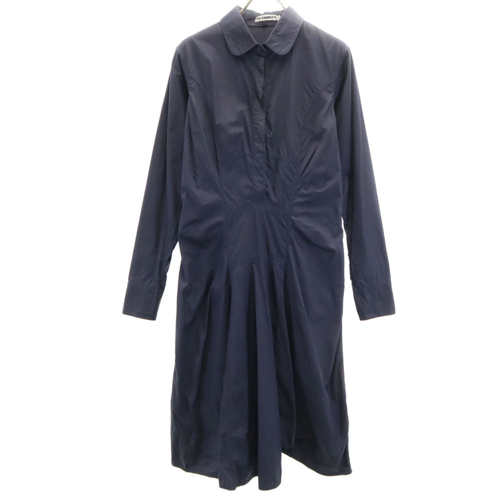 JIL SANDER ジルサンダー イタリア製 長袖 シャツワンピース 38 ネイビー レディース