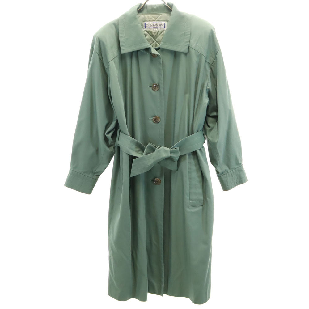 YVES SAINT LAURENT イヴサンローラン 90s オールド ステンカラーコート M グリーン系 レディース
