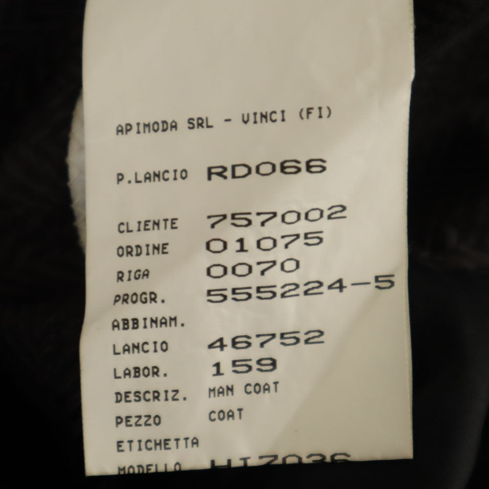 ARMANI COLLEZIONI アルマーニコレッツォーニ イタリア製 ヘリンボーン柄 ステンカラーコート 50 チャコールブラウン メンズ