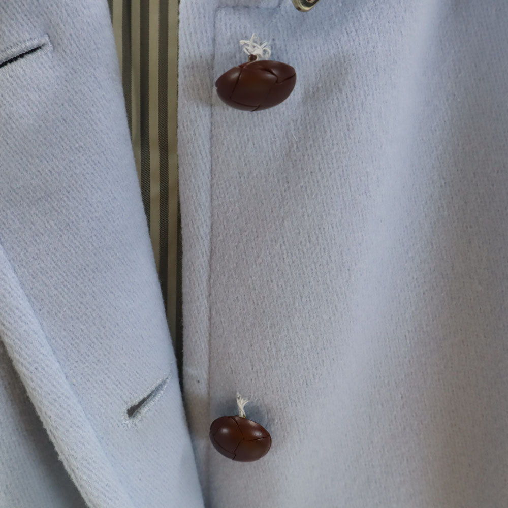 MACKINTOSH PHILOSOPHY マッキントッシュフィロソフィー ウールブレンド 丸襟 コート 36 水色 くるみボタン レディース