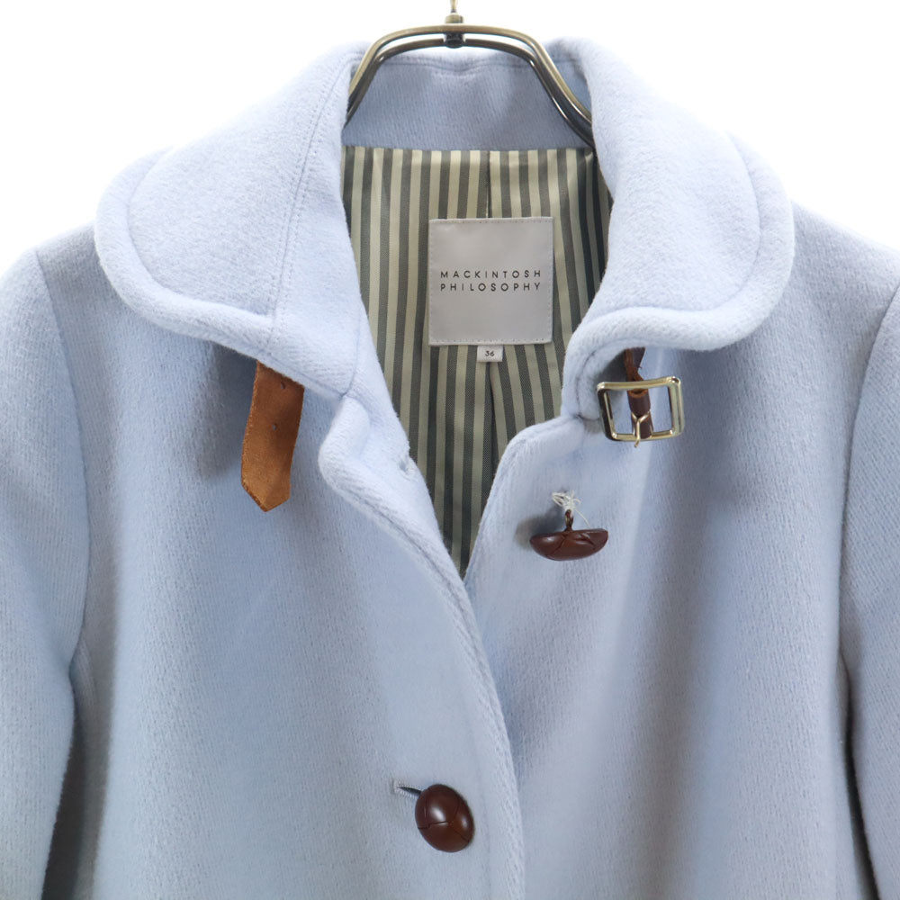 MACKINTOSH PHILOSOPHY マッキントッシュフィロソフィー ウールブレンド 丸襟 コート 36 水色 くるみボタン レディース
