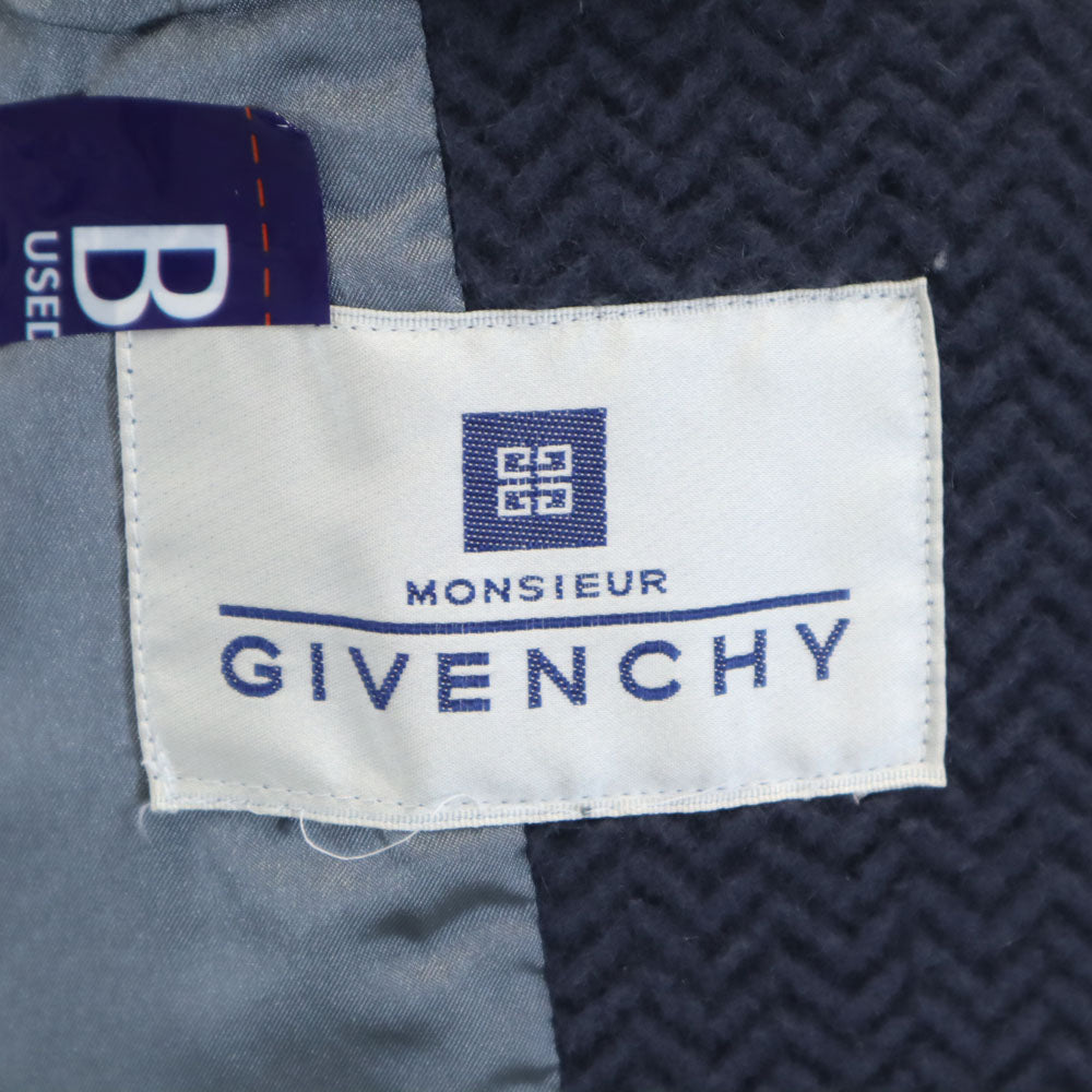 Givenchy ジバンシー 90s オールド ヘリンボーン柄 ウールコート L グレー メンズ