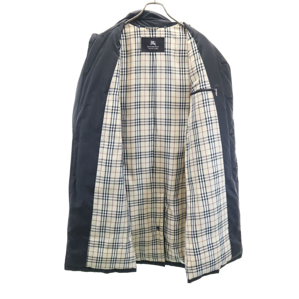 BURBERRY BLACK LABEL バーバリーブラックレーベル ノバチェック柄 ダウンコート L ブラック フード欠損 三陽商会 メンズ