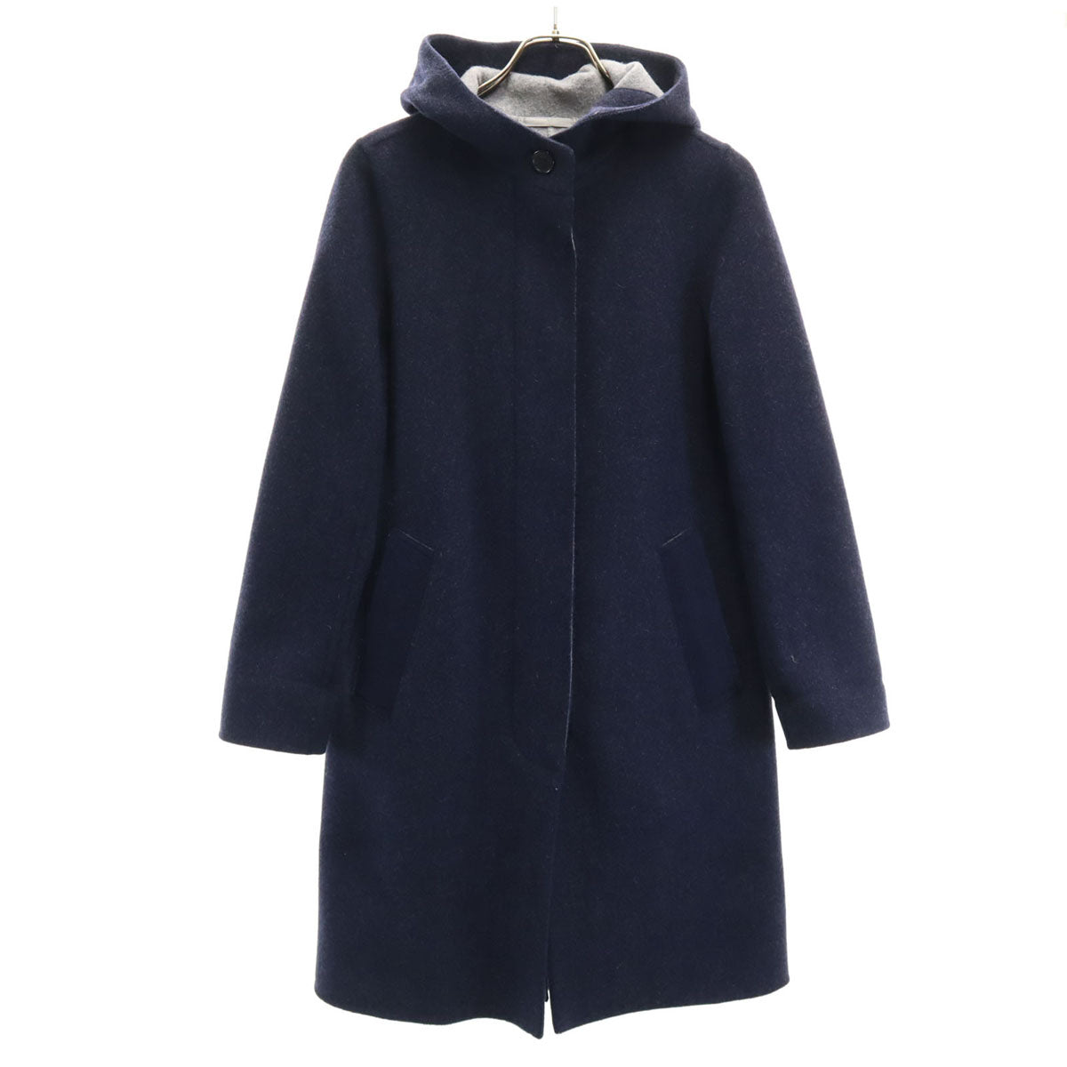 MACKINTOSH LONDON マッキントッシュロンドン 圧縮ウール フーデッド コート 38 ネイビー レディース