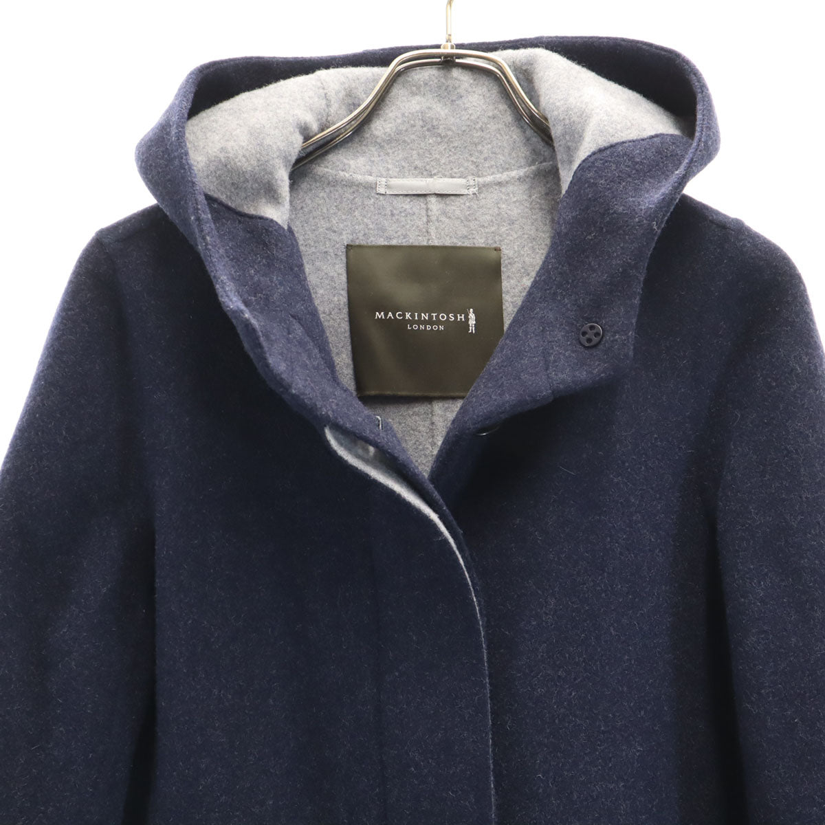 MACKINTOSH LONDON マッキントッシュロンドン 圧縮ウール フーデッド コート 38 ネイビー レディース
