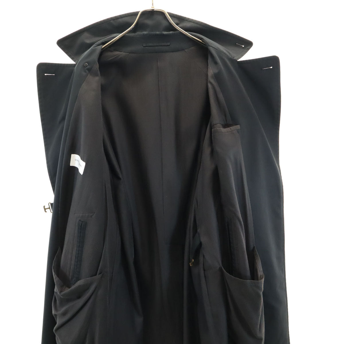 UNITED ARROWS ユナイテッドアローズ 日本製 フィンクス コットンギャバ ラップ コート L 黒 メンズ