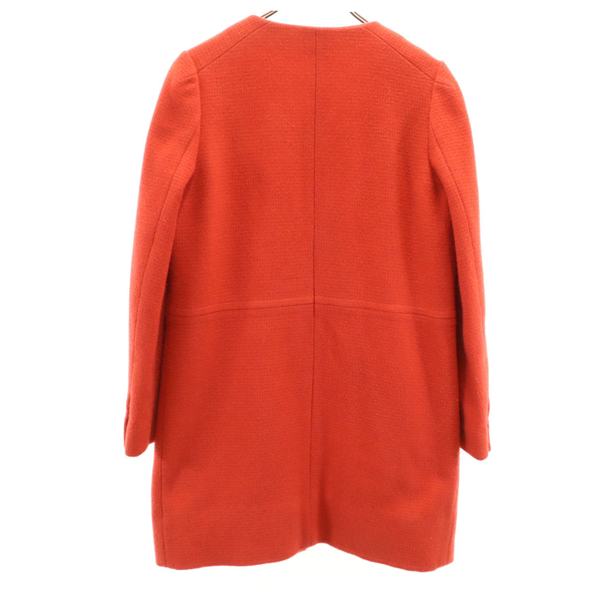 TOMMY HILFIGER トミーヒルフィガー ノーカラーコート L 朱色 レディース