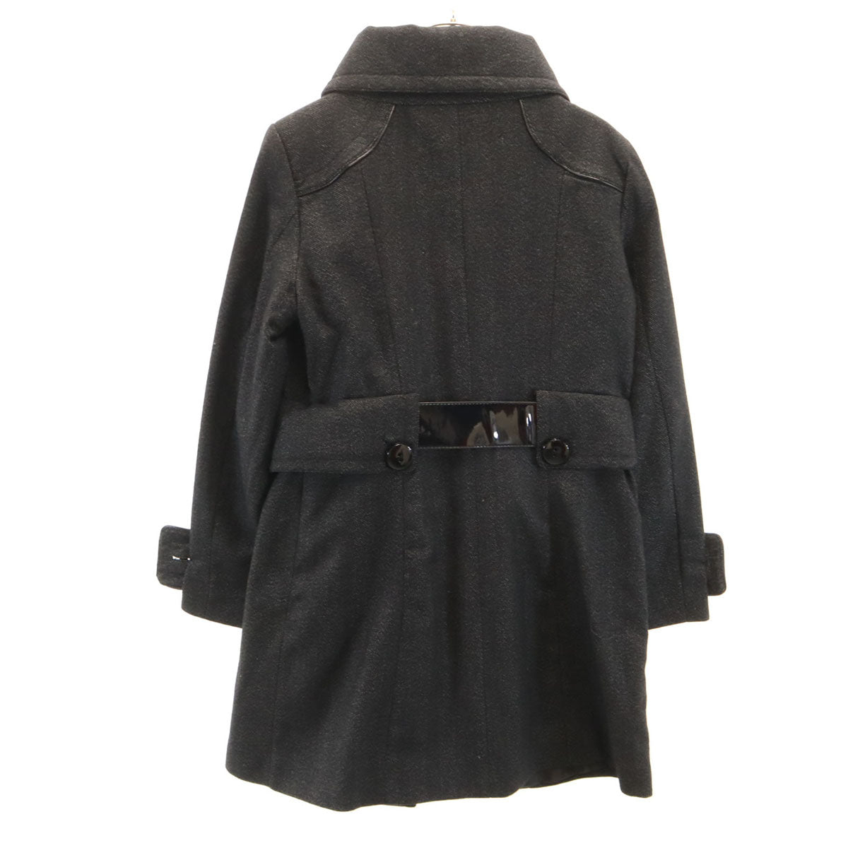 未使用 ZARA BASIC ザラベーシック ヘリンボーン柄 ステンカラーコート XL ブラック系 レディース