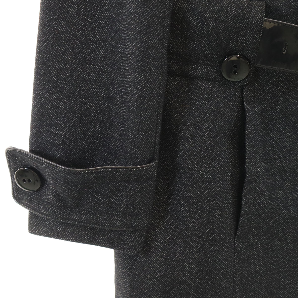 未使用 ZARA BASIC ザラベーシック ヘリンボーン柄 ステンカラーコート XL ブラック系 レディース