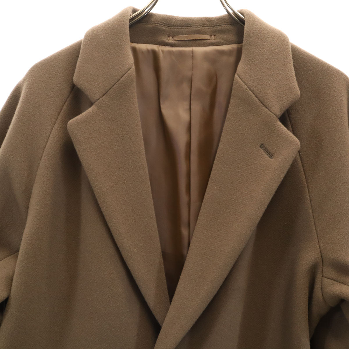 green label relaxing グリーンレーベルリラクシング ウールブレンド メルトン チェスターコート M ブラウン FAbRICA TESSUTI メンズ