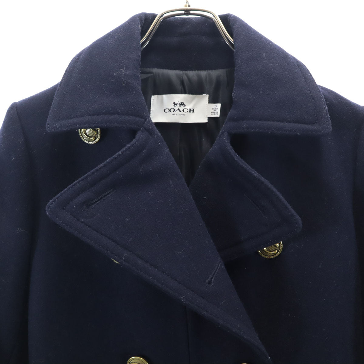 COACH コーチ ウールブレンド ピーコート XS ネイビー メンズ