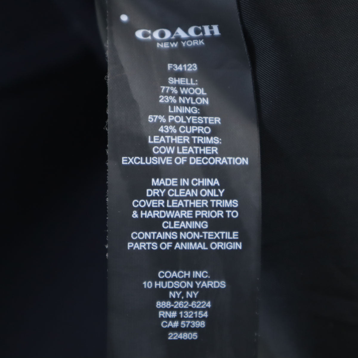 COACH コーチ ウールブレンド ピーコート XS ネイビー メンズ