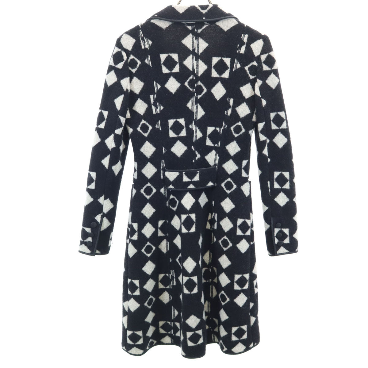 Emporio Armani エンポリオアルマーニ イタリア製 総柄 ニット チェスターコート 40 ブラック レディース