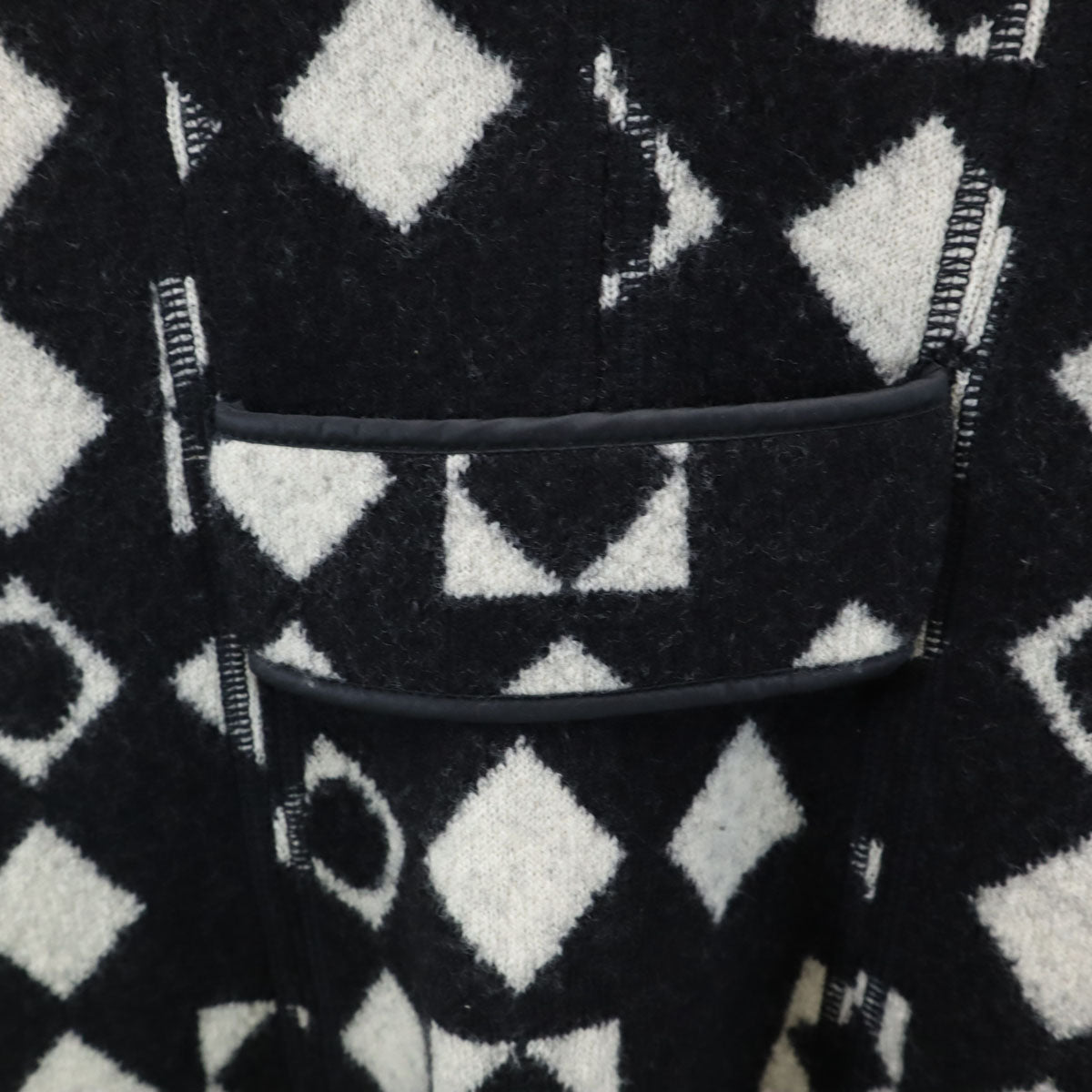 Emporio Armani エンポリオアルマーニ イタリア製 総柄 ニット チェスターコート 40 ブラック レディース