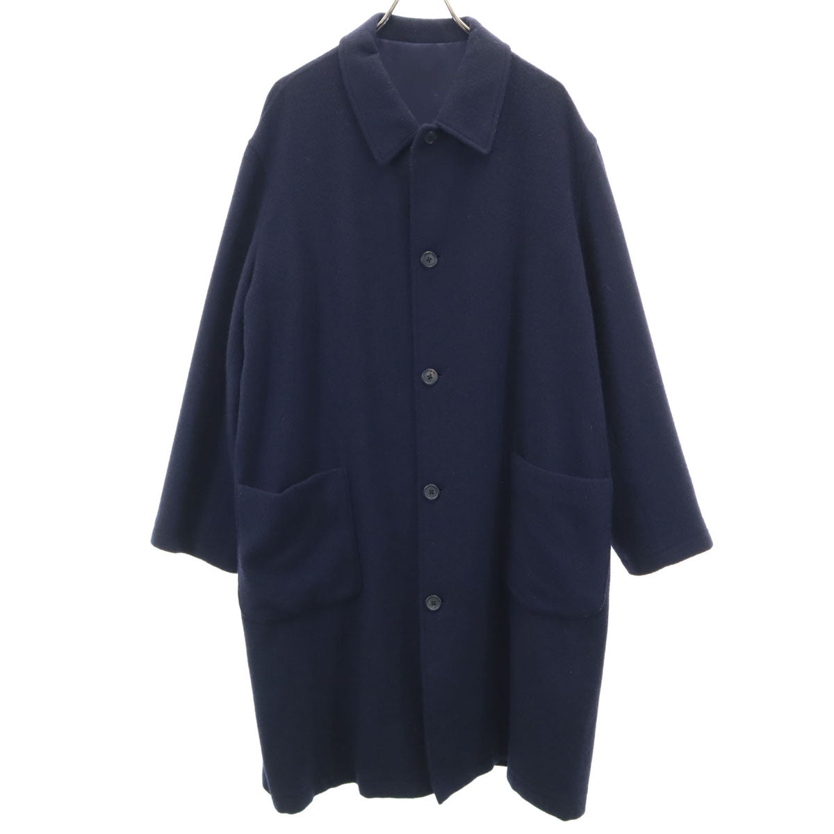 Y’s for men ワイズフォーメン 日本製 圧縮ウール ステンカラーコート ネイビー ヨウジヤマモト メンズ
