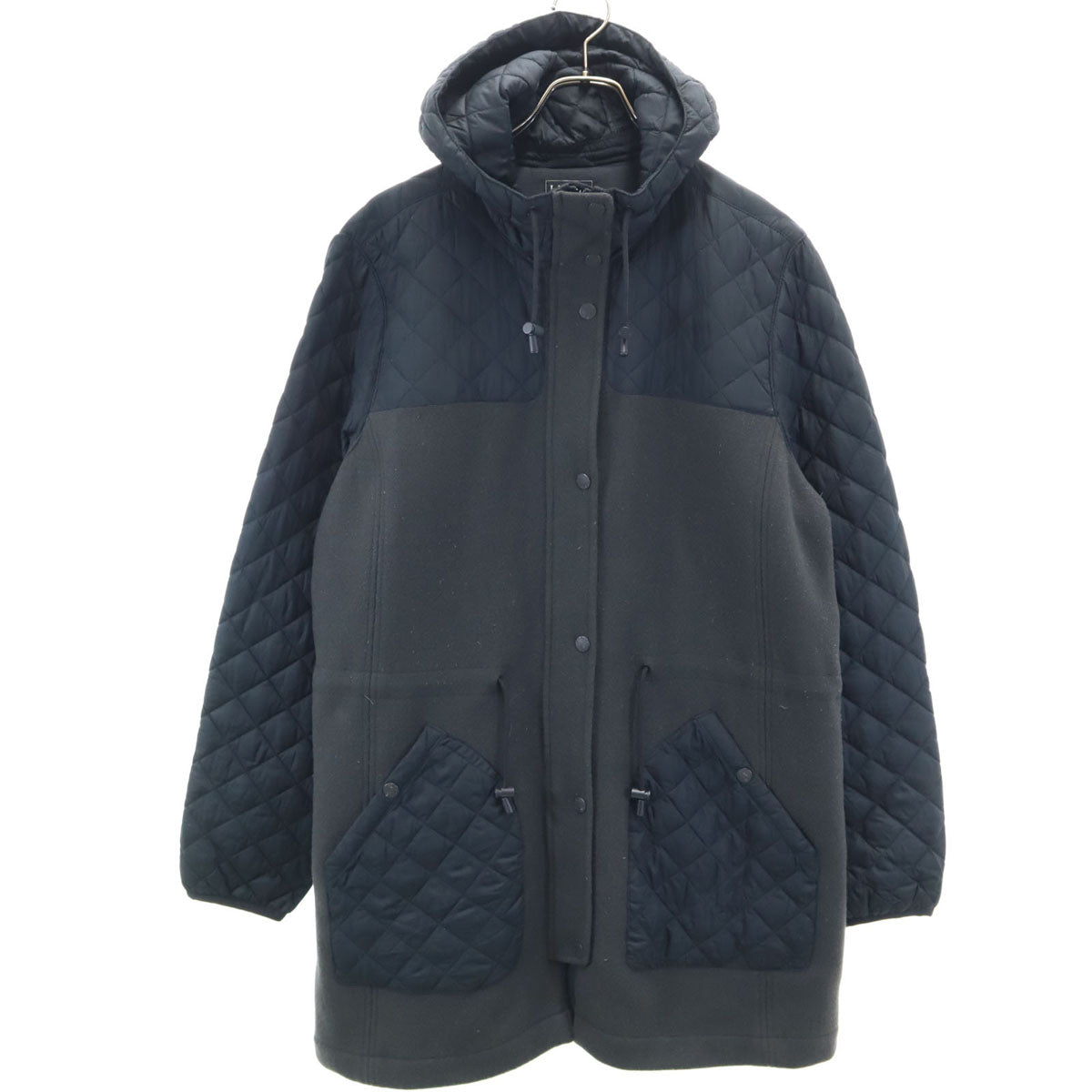 L.L.Bean エルエルビーン キルティング切替 フーデッド コート XL チャコールグレー アウトドア レディース