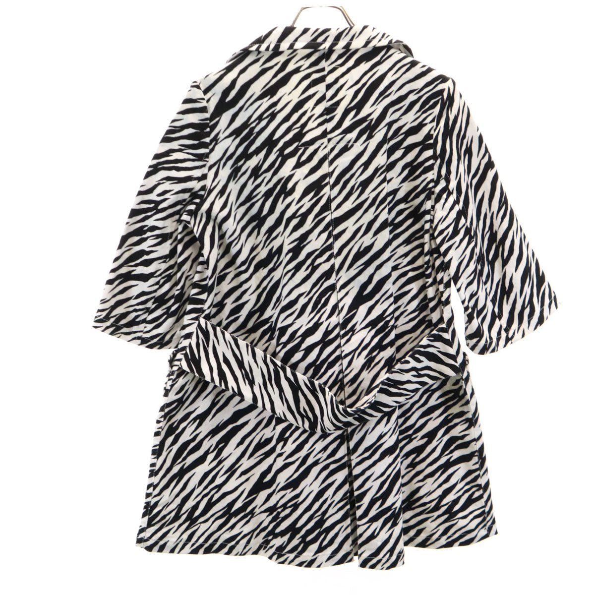 LIMI feu リミフゥ 日本製 ゼブラ柄 5分袖 ピーコート S ホワイト レディース