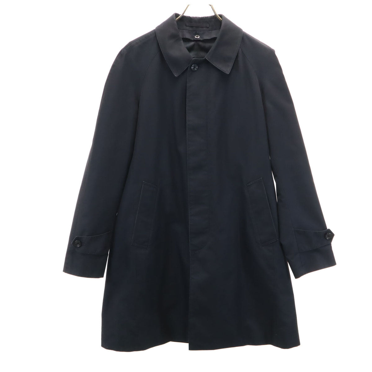 アクアスキュータム ロンドン 日本製 ステンカラーコート 38 ネイビー ライナー付き メンズ