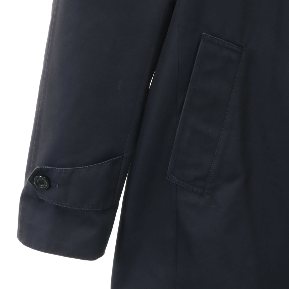 アクアスキュータム ロンドン 日本製 ステンカラーコート 38 ネイビー ライナー付き メンズ