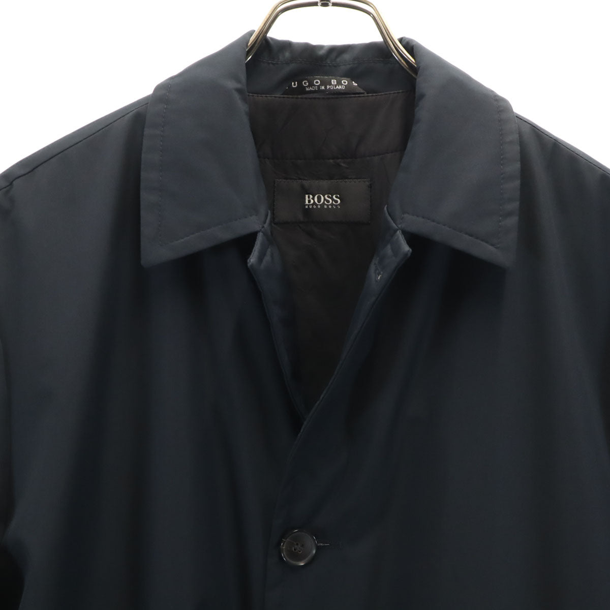 BOSS HUGO BOSS ボスヒューゴボス ポーランド製 ステンカラーコート 46 チャコール ライナー付き メンズ